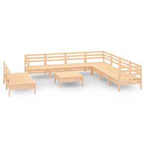 vidaXL 10 pcs conjunto lounge de jardim pinho maci&ccedil;o