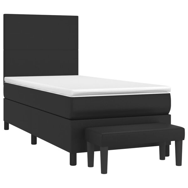 vidaXL Cama com molas/colch&atilde;o 90x190 cm couro artificial preto