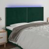 vidaXL Cabeceira de cama c/ LED veludo 180x5x118/128 cm verde-escuro
