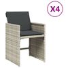 vidaXL Cadeiras de jardim com almofad&otilde;es 4 pcs vime PE cinzento-claro