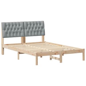 vidaXL Estrutura de Cama com Cabeceira Estofada Castanho 135 x 190 cm