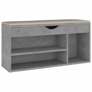 vidaXL Banco sapateira + almofad&atilde;o 104x30x49 cm contrap. cinza cimento