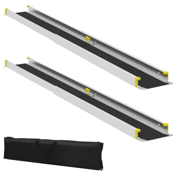 vidaXL Rampa para Cadeirante 2 pcs Preto 184,5 x 18,5 x 5 cm Alumínio