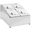 vidaXL Suporte gastronorm c/ 4 recipientes GN 1/6 a&ccedil;o inoxid&aacute;vel