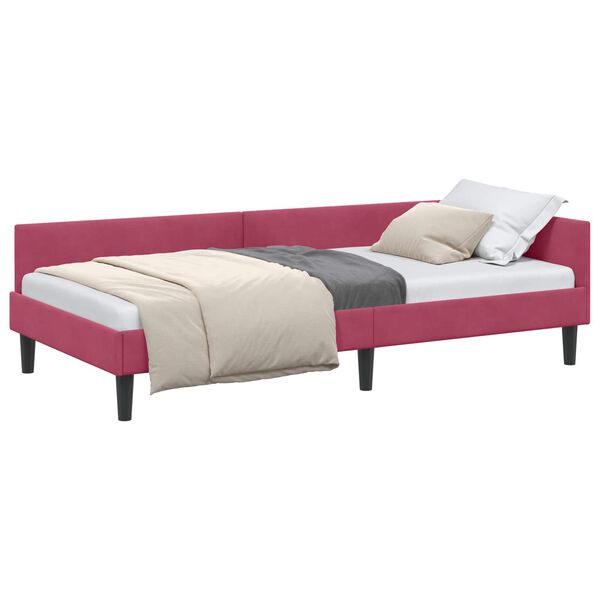 vidaXL Estrutura de Cama de Canto Vinho Vermelho 90 cm x 190 cm Veludo
