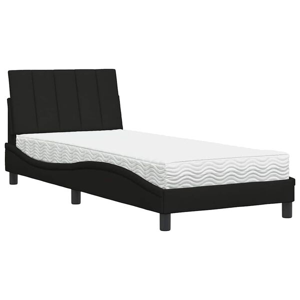 vidaXL Cama com colch&atilde;o Hanko 90x190 cm tecido preto