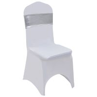 vidaXL 25 pcs faixa de cadeira extensível c/ fivela diamante prateado