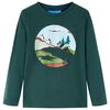 vidaXL T-shirt de manga comprida para crian&ccedil;a verde-escuro 116