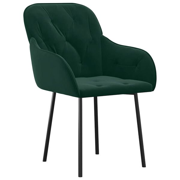 vidaXL Cadeiras de jantar 2 pcs veludo verde-escuro