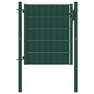 vidaXL Portão de cerca 100x81 cm PVC e aço verde