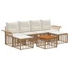 vidaXL Conjunto de Sof&aacute;s para Exterior 7 pcs Natural e Branco Creme