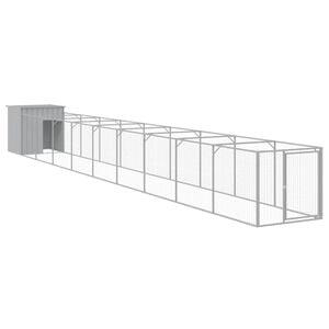 vidaXL Casota p/cães c/parque 110x1017x110cm aço galvaniz. cinza-claro