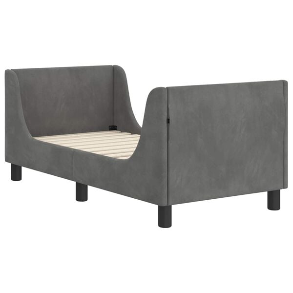 vidaXL Estrutura de Cama para Criança com Cabeceira Cinza Escuro