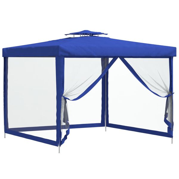 VidaXL Gazebo com telhado duplo 3x3x2,68 m tecido azul