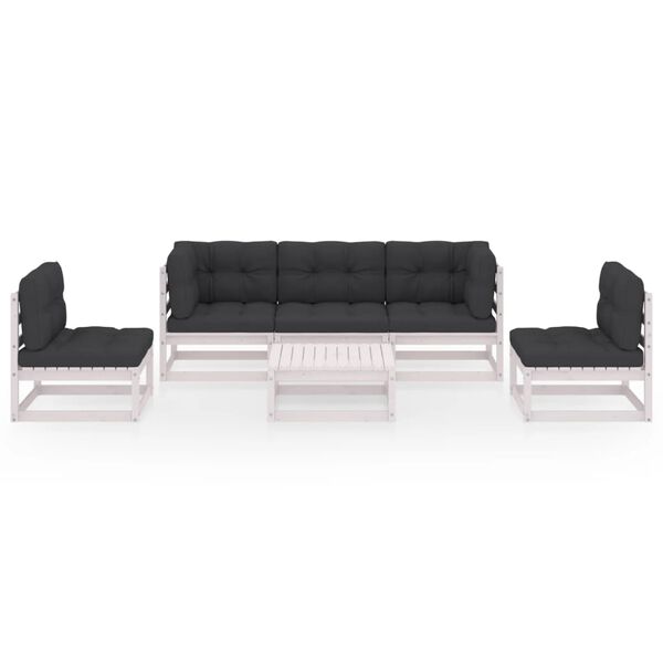 vidaXL 6 pcs conjunto lounge de jardim com almofad&otilde;es pinho maci&ccedil;o