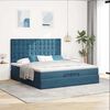 vidaXL Cama otomana com colch&otilde;es/LEDs 200x200 cm veludo azul-escuro