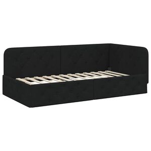 vidaXL Estrutura de Cama de Canto Preto 90 x 200 cm tecido