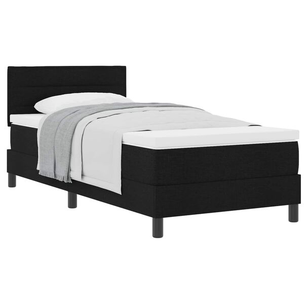 vidaXL Cama Box com cabeceira Manual Preto 90 x 200 cm tecido