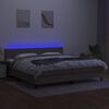 vidaXL Cama box spring colch&atilde;o/LED 200x200cm tecido cinza-acastanhado