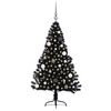 vidaXL &Aacute;rvore de Natal Artificial Pr&eacute;-iluminada Preto 150 cm PVC