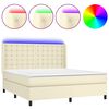 vidaXL Cama box spring c/ colch&atilde;o/LED 180x200cm couro artificial creme