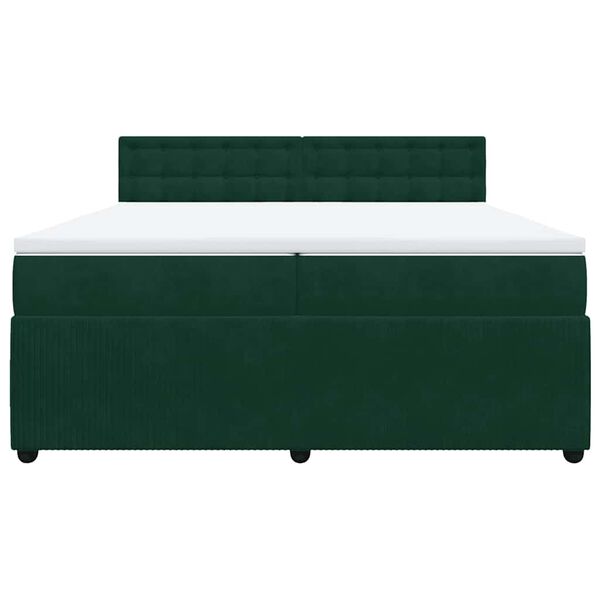 vidaXL Cama com molas/colch&atilde;o 200x200 cm veludo verde-escuro
