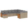 vidaXL 10 pcs conjunto de sof&aacute;s p/ jardim com almofad&otilde;es vime PE bege