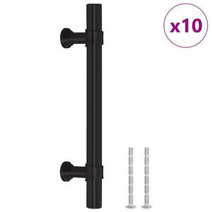 vidaXL Puxadores para m&oacute;veis 10 pcs 96 mm a&ccedil;o inoxid&aacute;vel preto