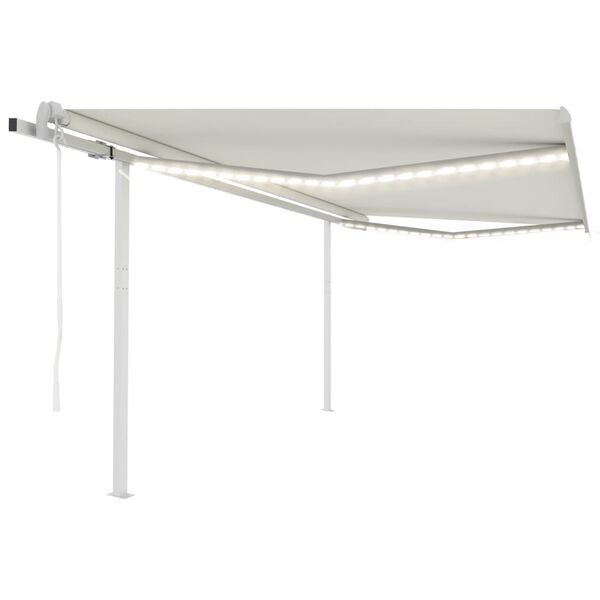 vidaXL Toldo autom&aacute;tico c/ LED e sensor de vento 4x3,5 m cor creme