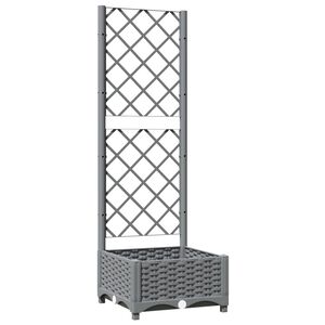 vidaXL Vaso/floreira jardim c/ treli&ccedil;a 40x40x121,5 cm PP cinza-claro