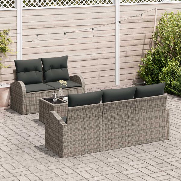 vidaXL Conjunto de Sof&aacute; de Jardim Cinzeto 55 x 55 x 37 cm vime PE