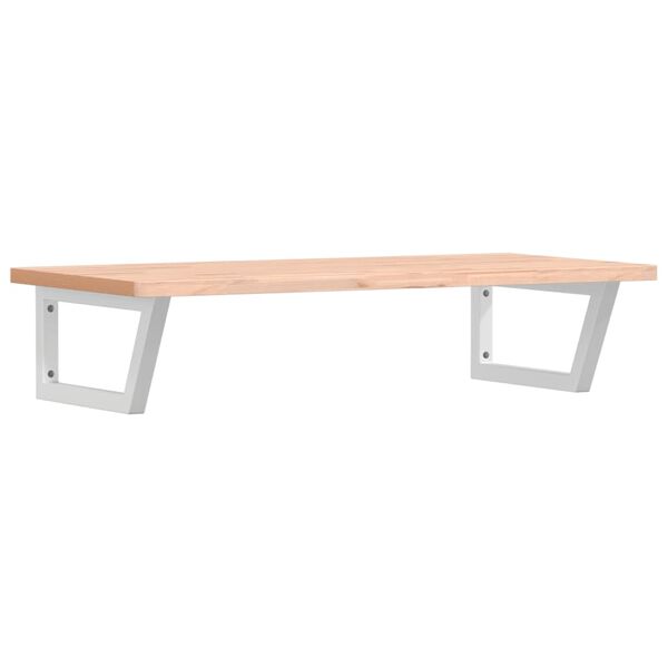 vidaXL Prateleira de parede p/ lavat&oacute;rio a&ccedil;o/madeira de faia maci&ccedil;a