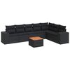 vidaXL 8 pcs conjunto sof&aacute;s de jardim com almofad&otilde;es vime PE preto