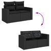 vidaXL 6 pcs conjunto sof&aacute;s jardim c/ almofad&otilde;es vime PE/ac&aacute;cia preto