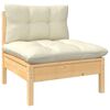 vidaXL 4 pcs conjunto lounge jardim c/ almofadões cor creme pinho