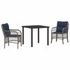 vidaXL Conjunto de Jantar para Jardim 3 unid. Cinza e Preto Vime