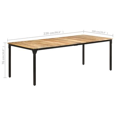 vidaXL Mesa de jantar 220x100x76 cm madeira de mangueira áspera