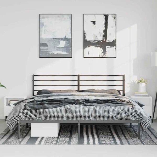 vidaXL Estrutura de cama com cabeceira 193x203 cm metal preto