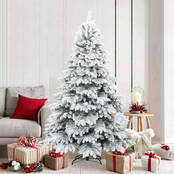 vidaXL &Aacute;rvore de Natal Artificial Articulada Nevado Flocked Branco