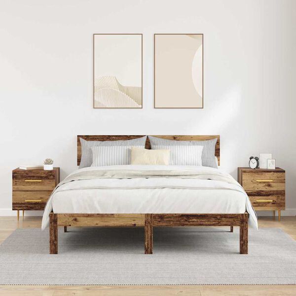 vidaXL Arm&aacute;rio de Cabeceira 2 pcs Madeira Antiga 40 x 35 x 47,5 cm