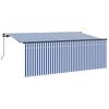 vidaXL Toldo Retr&aacute;til Azul e Branco 400 x 200 cm Poli&eacute;ster e Alum&iacute;nio