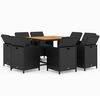 vidaXL 9 pcs conjunto de jantar p/ jardim c/ almofad&otilde;es vime PE preto