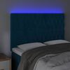 vidaXL Cabeceira cama c/ luzes LED veludo 160x7x118/128cm azul-escuro