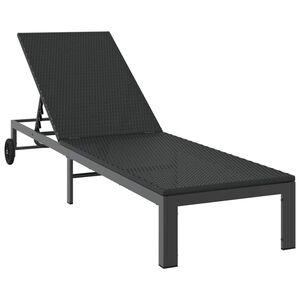 vidaXL Cama de Sol Preto 206 x 62,5 x 74 cm vime PE