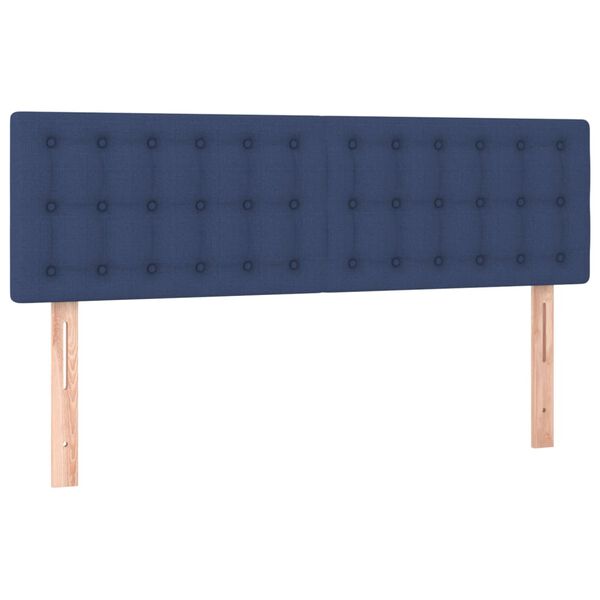 vidaXL Cabeceira de cama c/ luzes LED tecido 144x5x78/88 cm azul
