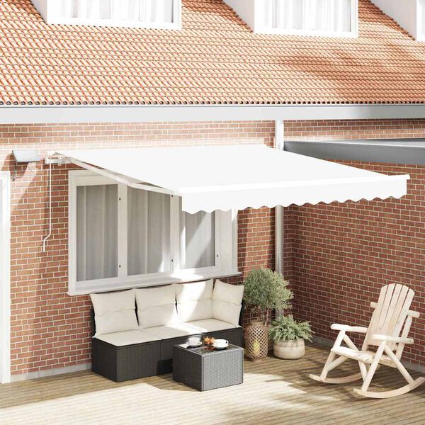 vidaXL Toldo Retr&aacute;til Manual Branco 350 x 250 cm Tecido e A&ccedil;o