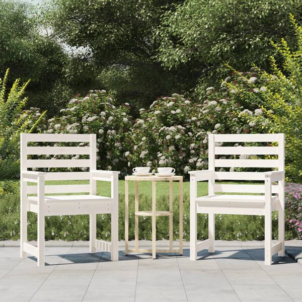 vidaXL Cadeiras de jardim 2 pcs 60x48x91 cm pinho maci&ccedil;o branco
