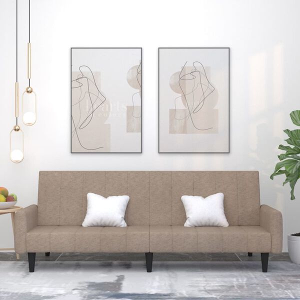 vidaXL Sof&aacute;-cama de 2 lugares tecido microfibra cinza-acastanhado