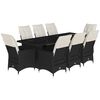vidaXL 9 pcs conjunto de bistr&ocirc; p/ jardim c/ almofad&otilde;es vime PE preto
