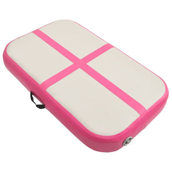 vidaXL Colch&atilde;o de gin&aacute;stica insufl&aacute;vel c/ bomba 60x100x10 cm PVC rosa